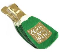 Champagne Bottle Napkins - Pack of 40 Green & Gold Champagne Bottle Shaped Disposable Napkins - New Years Eve Party Tableware Accessory