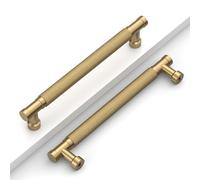 Champagne Bronze Knurled Cabinet Handles Kitchen Pulls 6.25 Inch 6 Pack | Solid Aluminum Alloy, 160mm, Textured Bar pulls for kitchen, cabinet updates, drawers, dressers, cupboards, bathroom