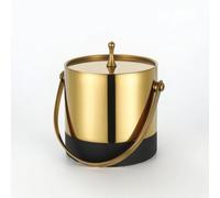 ＡＷＨＡＯ Champagne Bucket Double Walled Ice Bucket with Handle Shiny Beverage Chiller for Bartenders, Weddings, Gold, Round Column Ice Bucket