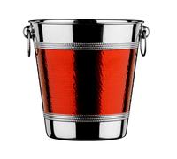 Champagne Bucket with Hammered Red Band - Stainless Steel