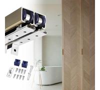 Champagne Bypass Sliding Door Hardware Set Double Track 3.4m/11.2ft Indoor Sliding Rail System with Screws Perfect for Barn Doors and Home Renovations