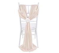 Champagne Chair Sashes 24 PCS Tulle Chair Cover 8ft Long Wedding Banquet Decorations for Aisle Back and Side of Chair Sheer Drapes Fabric