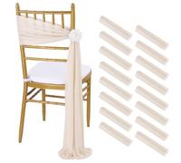 Champagne Chair Sashes Bows 16 Packs 8ft Long Chair Ribbons for Hotel Event Restaurant Banquet Party Chairs Decoration