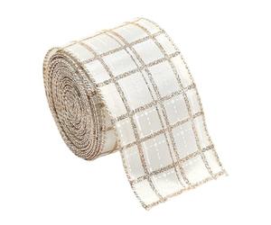 Champagne Christmas Ribbon - Woven Craft Strap | Versatile Fabric Ribbon for Gift Wrapping, Tree, Bows & Garlands | Elegant Touch for Bouquet & Gift