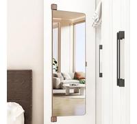 Champagne Color Wardrobe with Hidden 180° Flip MirrorAluminum Alloy Frame Explosion-Proof Float Glass Stylish Storage Solution for Modern Bedrooms