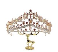 Champagne Crystal Crown Hair Accessories Tiara For Women Party Red Purple Rhinestone Bridal Crown New Hair Jewelry(Champagne gold)