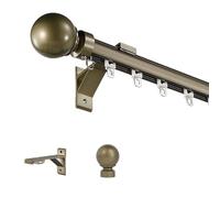 Champagne Curtain Rods for Windows 3.30m (10.8ft) Silent Mounted Roman Rod for Decorative Curtains in Living Room & Bedroom Stylish & Durable Single Rod