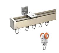 Champagne Curtain Tracks for Ceiling or Wall Mounting - Single/Double Guide Rail Set with Complete Install Fittings - Stylish Home Decor & Privacy Room Divider