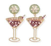 Champagne Earrings for Women Beaded Champagne Bottle Earrings Margarita Earrings Tequila Earrings Crystal Wine Glass Dangle Earrings Party Celebration Jewelry Gifts