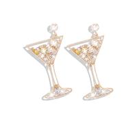 Champagne Earrings for Women Champagne Wine Glass Dangle Earrings New Year Earrings Rhinestones Pearl Beaded Drop Earrings Jewelry Gift for women, other, No Gemstone