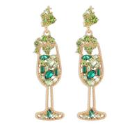 Champagne Earrings for Women Champagne Wine Glass Dangle Earrings New Year Earrings Rhinestones Pearl Beaded Drop Earrings Jewelry Gift for women, other, No Gemstone