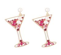 Champagne Earrings for Women Champagne Wine Glass Dangle Earrings New Year Earrings Rhinestones Pearl Beaded Drop Earrings Jewelry Gift for women, other, No Gemstone