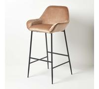 Eton Velvet Bar Stool Homescapes Beige One Size