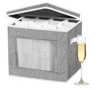 Champagne Flute Storage Box with Dividers, Champagne Glass Storage Container, Hard Shell Stemware Storage Case Organizer Service for 12 Crystal Champagne Flutes Storage and Organization (Grey)