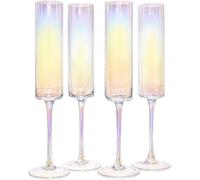 Iridescent Champagne Flutes - Set of 4 | 180ml Prosecco & Wine Glasses M&W