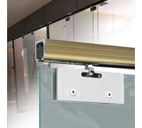 Champagne Frameless Glass Sliding Door Track System 10.2ft Barn Door Hardware Kit with Stainless Steel Clamps for Interior/Exterior Use