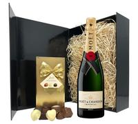 Champagne Gift Set - Moet and Chandon Champagne and Chocolates Gift Hamper Box - Birthday Gift Sets for Women, Men, Couples or Best Friend