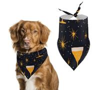 Champagne Glasses Stars Fireworks Dog Bandana Pet Scarf for Small Medium Large Dogs Triangle Bibs Photo Prop Gift