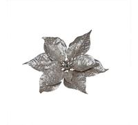 Champagne Glitter Poinsettia Pick 4 Pack - Silver
