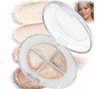 Champagne Glitz 4-Color Glitter Eyeshadow Palette - Diamond Dust Sparkle Iridescent Metallic Powder For Day To Night Eye & Face Makeup, Buildable Highlighter Shades in Rose Gold & Bronze Tones,