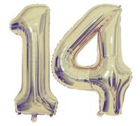 Champagne Gold 14 Number Balloons, 40 Inch Giant Number 14 Balloons Foil Mylar Helium Light Gold Number Balloons for 14th Birthday Party Supplies Anniversary Event Celebration Decorations