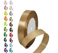 Champagne Gold 15mm Double-Sided Satin Ribbon - 22m Polyester for Gift Wrapping, Balloon, Xmas, Valentine's, Bouquets, Hair Bow, Cake, and Wedding Decor