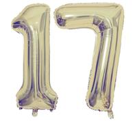 Champagne Gold 17 Number Balloons, 40 Inch Giant Number 17 Balloons Foil Mylar Helium Light Gold Number Balloons for 17th Birthday Party Supplies Anniversary Event Celebration Decorations