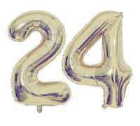 Champagne Gold 24 Number Balloons, 40 Inch Giant Number 24 Balloons Foil Mylar Helium Light Gold Number Balloons for 24th Birthday Party Supplies Anniversary Event Celebration Decorations