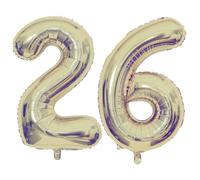 Champagne Gold 26 Number Balloons, 40 Inch Giant Number 26 Balloons Foil Mylar Helium Light Gold Number Balloons for 26th Birthday Party Supplies Anniversary Event Celebration Decorations
