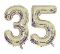 Champagne Gold 35 Number Balloons, 40 Inch Giant Number 35 Balloons Foil Mylar Helium Light Gold Number Balloons for 35th Birthday Party Supplies Anniversary Event Celebration Decorations