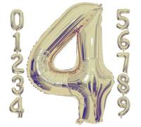 Champagne Gold 4 Number Balloons, 40 Inch Giant Number 4 Balloons Foil Mylar Helium Light Gold Number Balloons for 4th Birthday Party Supplies Anniversary Event Celebration Decorations