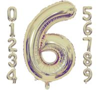 Champagne Gold 6 Number Balloons, 40 Inch Giant Number 6 Balloons Foil Mylar Helium Light Gold Number Balloons for 6th Birthday Party Supplies Anniversary Event Celebration Decorations