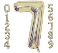 Champagne Gold 7 Number Balloons, 40 Inch Giant Number 7 Balloons Foil Mylar Helium Light Gold Number Balloons for 7th Birthday Party Supplies Anniversary Event Celebration Decorations