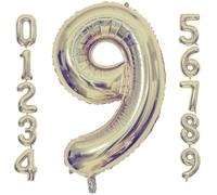 Champagne Gold 9 Number Balloons, 40 Inch Giant Number 9 Balloons Foil Mylar Helium Light Gold Number Balloons for 9th Birthday Party Supplies Anniversary Event Celebration Decorations