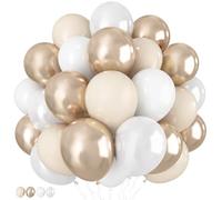 Champagne Gold and White Balloons, 60Pcs Beige White Sand Metallic Gold Pearl White Balloons for Girls, Neutral Ivory White Gold Balloons for Women Birthday Boho Wedding Engagement Party Decorations