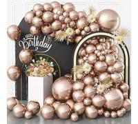 Champagne Gold Balloons, 113 pcs 18/12/10/5 Inch Metallic Champagne Balloon Garland Arch Kit, Different Sizes Chrome Light Gold Latex Party Balloons for Birthday Wedding Graduation Decorations