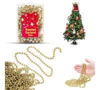 Champagne Gold Bead Chain 10m - Luxury Plastic Christmas Garland, Xmas Chain for Table & Tree Decorations, Party Decor