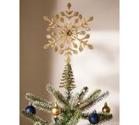 Champagne Gold Beaded Snowflake Tree Christmas Decorations Topper Dibor Gold One Size