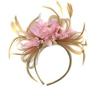 Champagne Gold Beige Camel and Baby Pink Fascinator on Headband Alice Band UK Wedding Ascot Races Derby