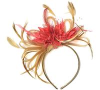 Champagne Gold Beige Camel and Coral Pink Fascinator on Headband Alice Band UK Wedding Ascot Races Derby