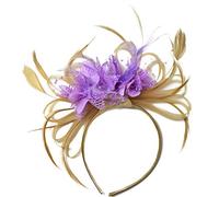 Champagne Gold Beige Camel and Lilac Purple Fascinator on Headband Alice Band UK Wedding Ascot Races Derby