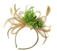 Champagne Gold Beige Camel and Lime Green Fascinator on Headband Alice Band UK Wedding Ascot Races Derby