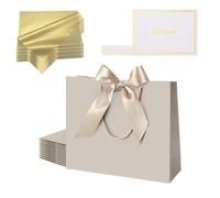 Champagne Gold Gift Bags Medium for Present,6Pcs Birthday Gift Bag with Tissue Paper Gift Card,Paper Party Bag with Handle for Girls Boys Women Men Bridesmaid Wedding Thank You Valentines Christmas