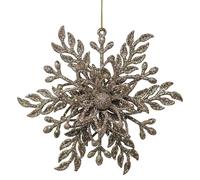 Champagne Gold Glitter 3D Snowflake Christmas Tree Bauble Decoration - Set of 6