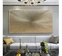 Champagne Gold Leaf Painting 85X170cm Oversized Textured Wall Art for Bedroom Decor Large Abstract Artwork for Living Room Frameless Modern Home Decor