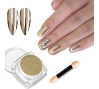 Champagne Gold Nail Powder - Glossy, Glitter & Mirror Effect - DIY Nail Art Accessory with Metallic Pigments
