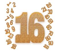 Champagne Gold Number 16 Glitter Table Centrepiece,8" Glitter Champagne Gold 16th for Table Decorations,Standing Marquee Digit 0 1 2 3 4 5 6 7 8 9-100 for Birthday Tables Decor Wedding Xmas Gift Party