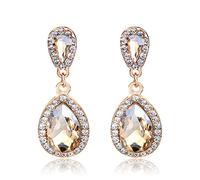 Champagne Gold Plated Teardrop Dangle Earrings for Women Girls Elegant Diamond CZ Bohemian Statement Earrings Drop Studs Fashion Jewelry Jewelry Gifts
