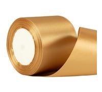 Champagne Gold Ribbon - 75mm Wide, Thick Christmas Satin Ribbon for Gift Wrapping, Wedding, Xmas & Crafting