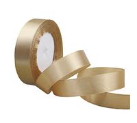 Champagne Gold Satin Ribbon for Gift Crafting, Double Sided Polyester 20mm X 23m Gift Wrapping Ribbon Thick Ribbon for Cake Decoration, DIY Sewing Project, Party Balloon & Hair Bows Decoration